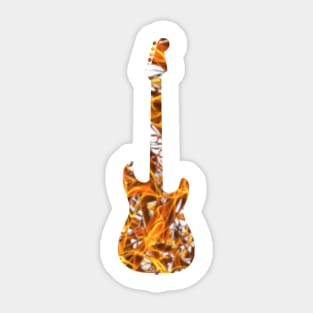 Yellow Flame Guitar Silhouette on White Sticker